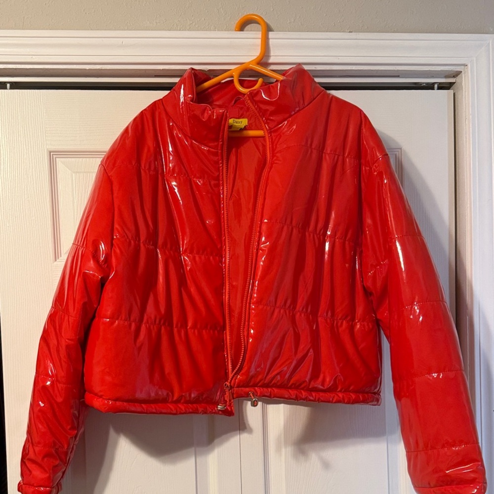 Daisy Glossy Cherry Puffer Jacket